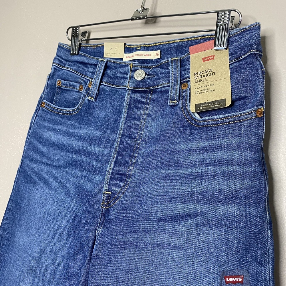 Levis Ribcage Straight Ankle Button Fly Super High Rise Jeans Size 26X27 - Picture 5 of 16